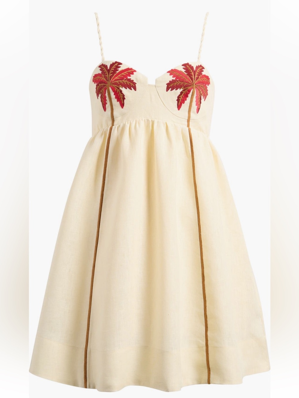 FARM Rio Coconut Tree Embroidered Mini Dress Linen Size Medium NWT - Picture 4 of 11